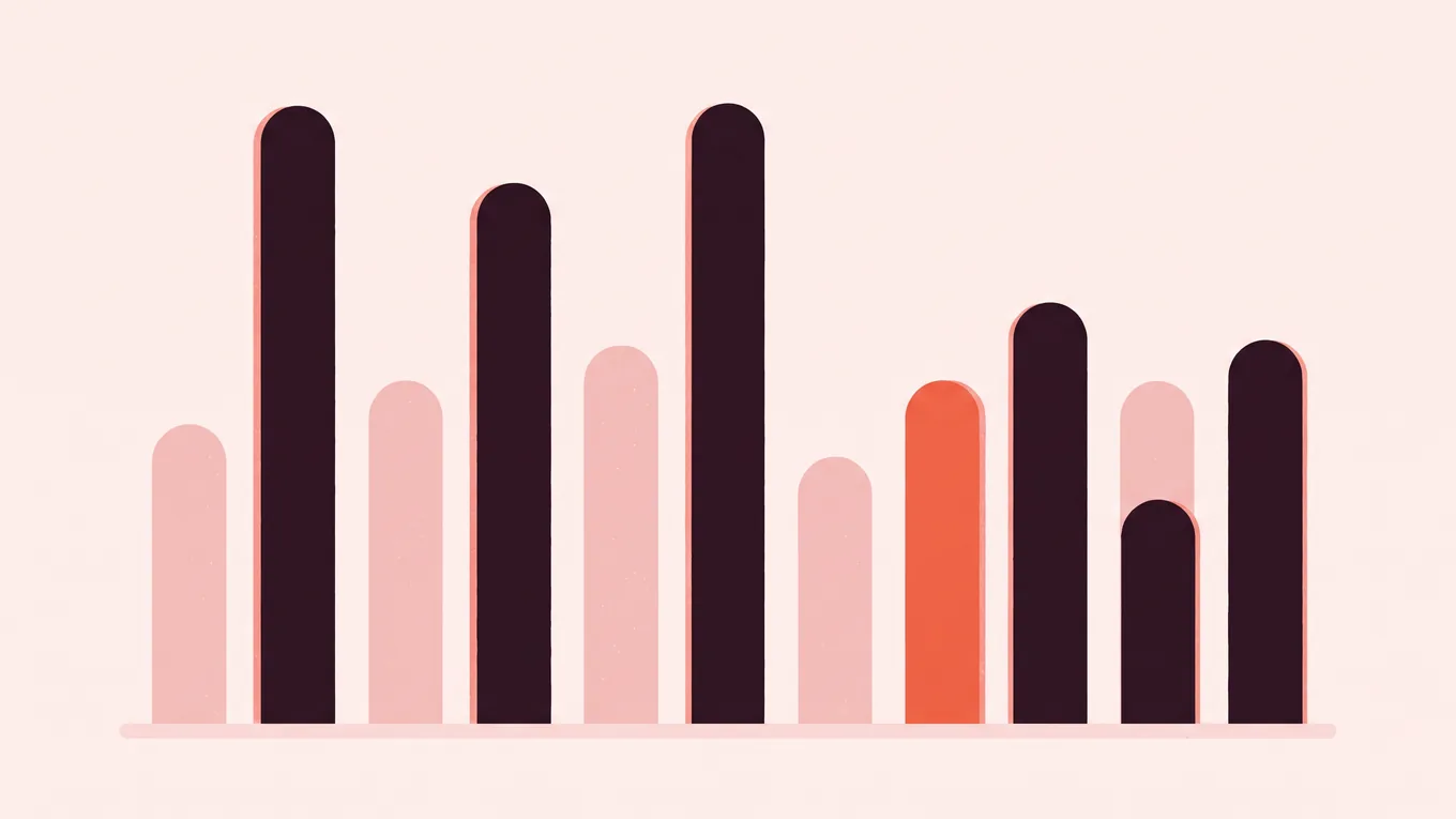 A row of vertical bars of varying heights with rounded tops, like a simple statistics chart.
